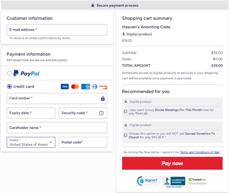 Heaven’s Anointing Code Checkout